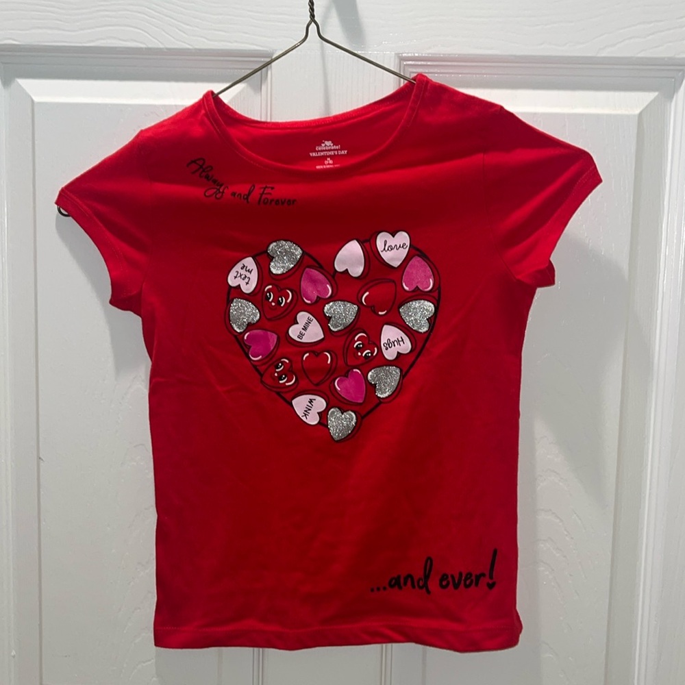Girls Red Valentines Day Tee